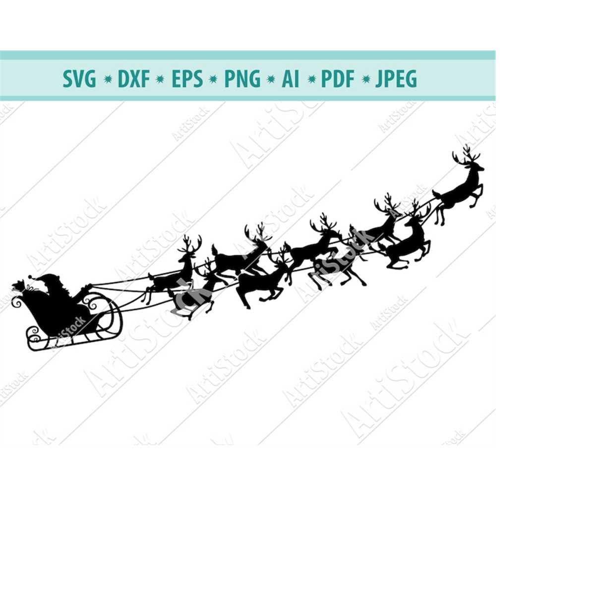 Christmas SVG, Santa sleigh SVG, Christmas reindeer svg file | Inspire ...