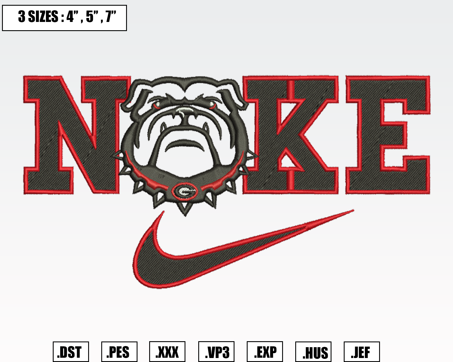 Nike x Bulldogs Mascot Embroidery Designs, Machine E Inspire