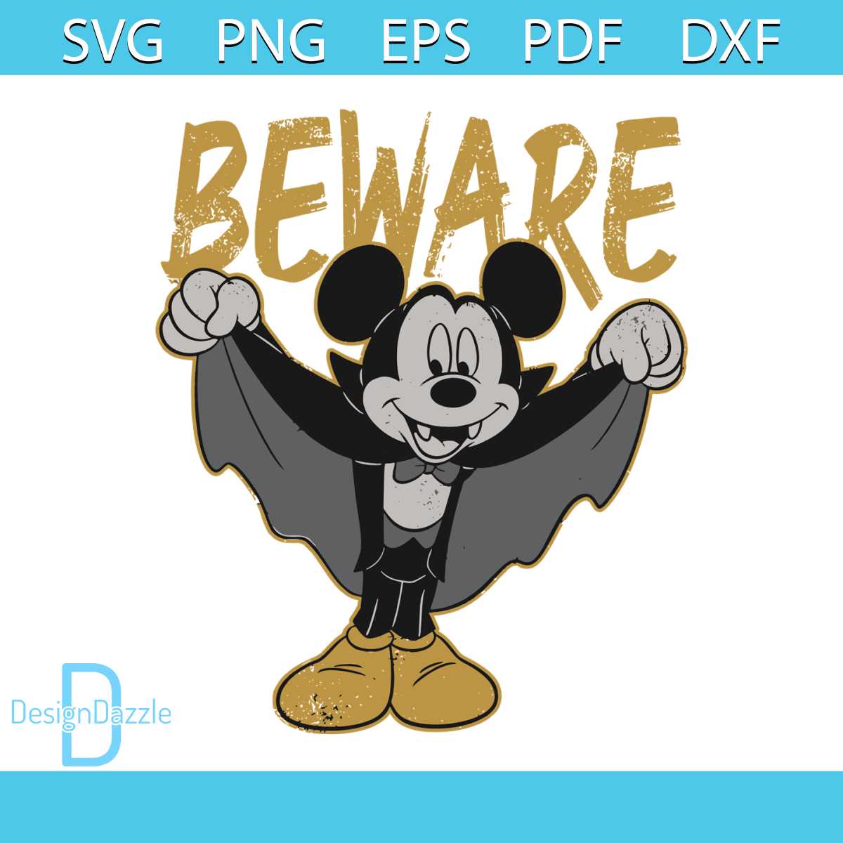 Beware Mouse Disney Mickey Mouse Dracula Beware SVG Digital Cricut File - Inspire Uplift