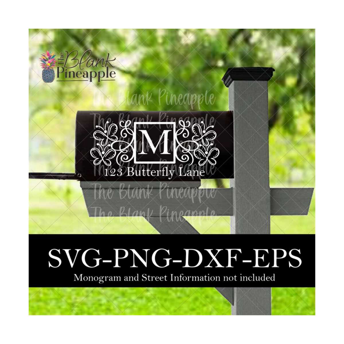 Mailbox SVG Cut File, Butterfly Square Monogram Mailbox SVG, | Inspire ...