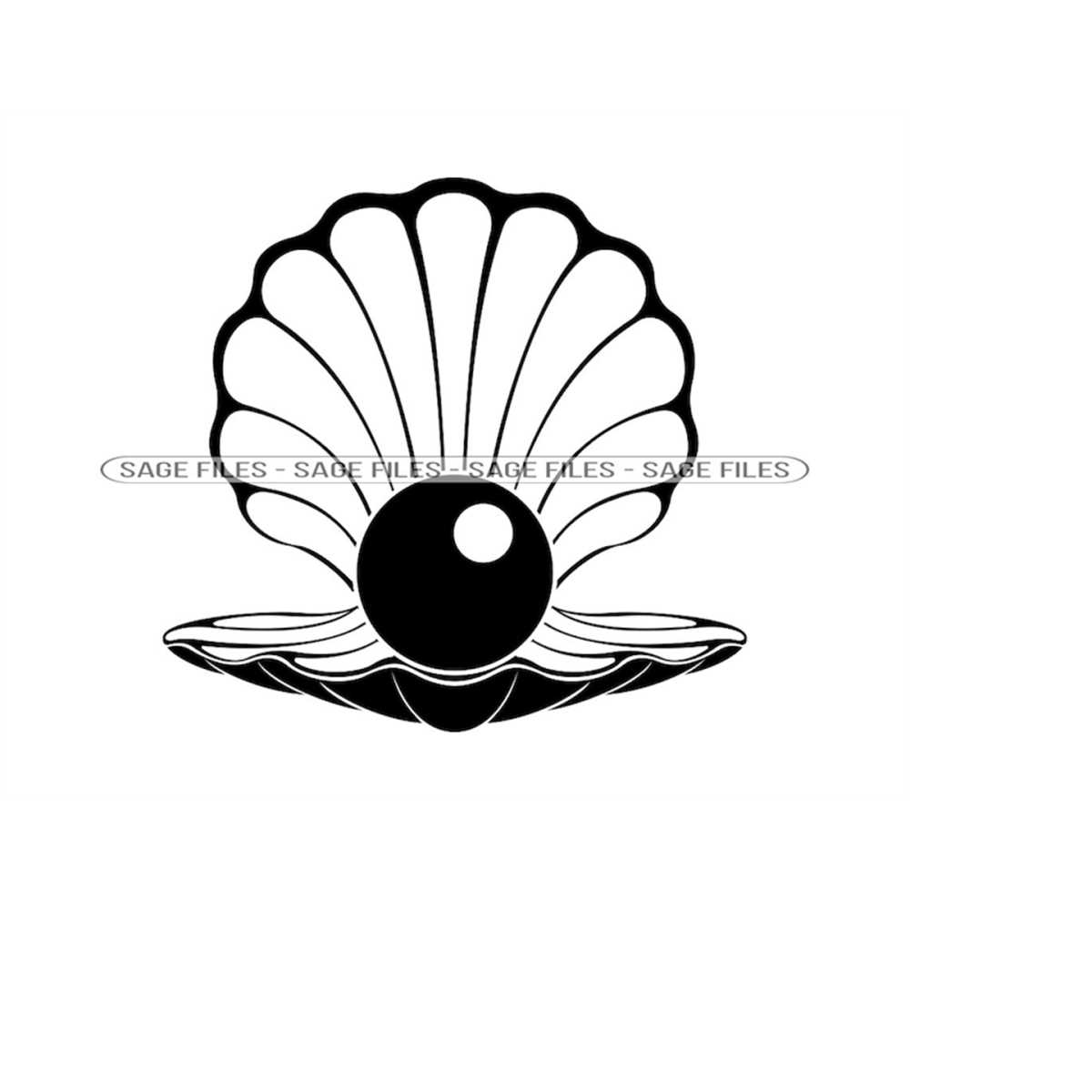 Sea Shell Pearl 2 Svg, Clam with Pearl SVG, Pearl Svg, Clam Inspire