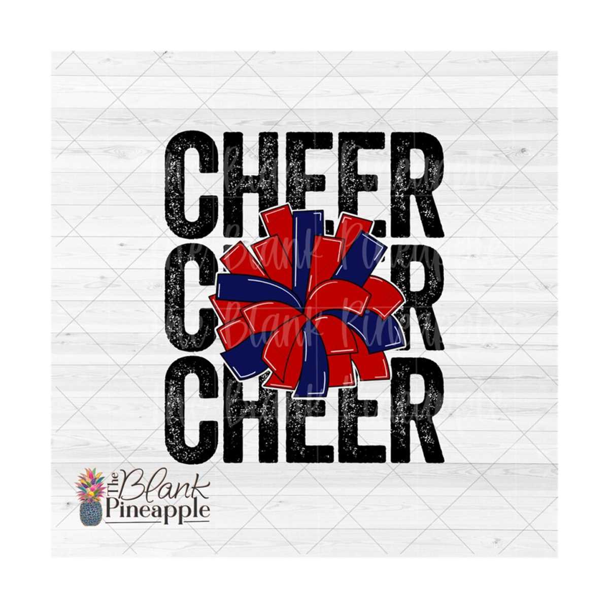 Cheer Design PNG, Distressed Cheer with Navy and Red Pom Pom | Inspire ...