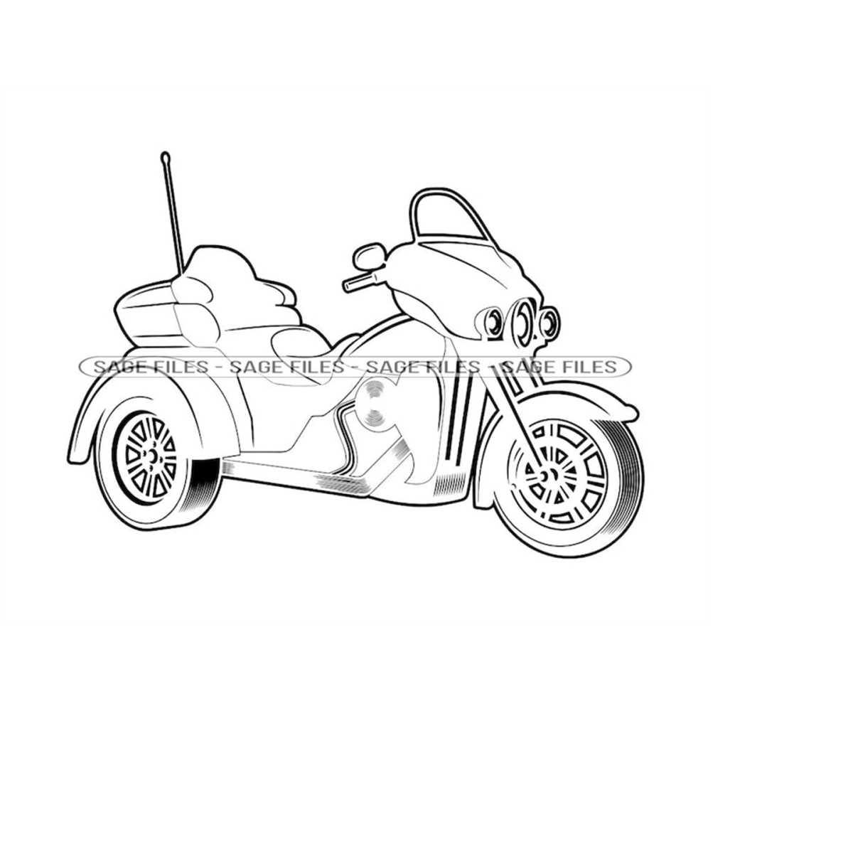 Trike Motorcycle Outline 3 SVG, Motorcycle Svg, Motorcycle C Inspire