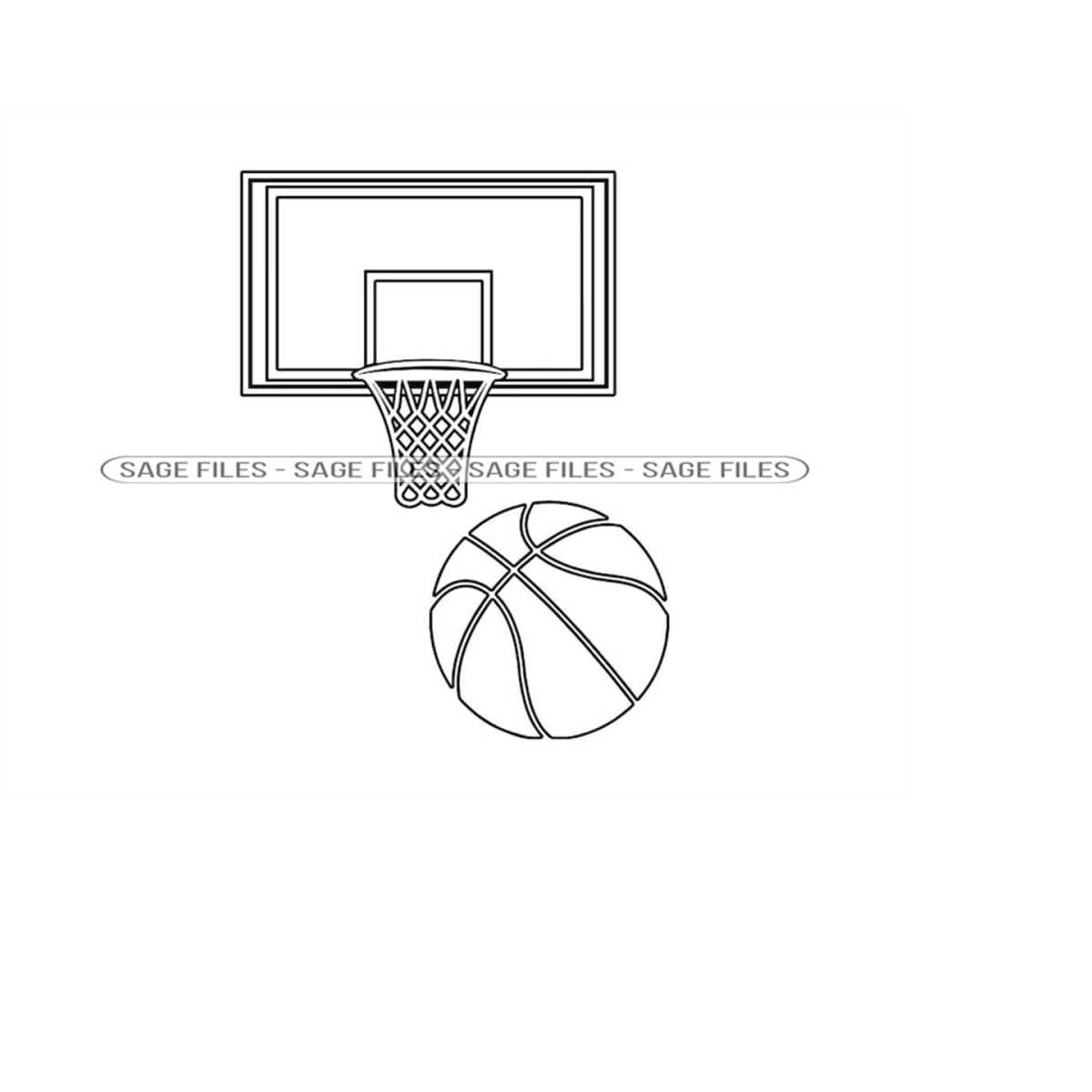 Basketball Backboard Outline SVG, Basketball Hoop SVG, Baske Inspire