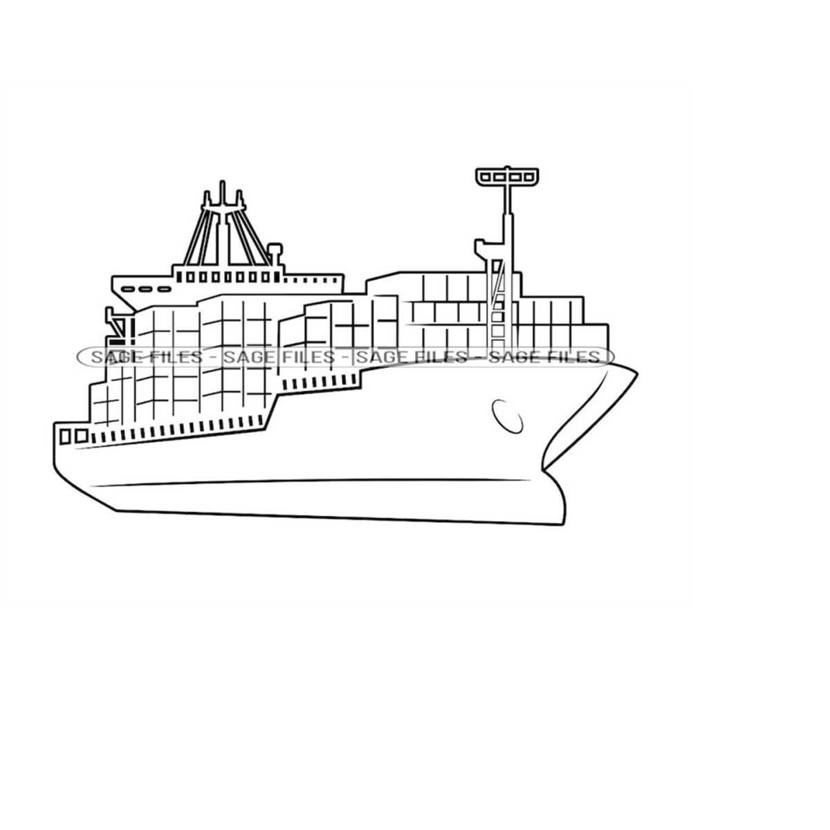 Container Ship Outline SVG, Shipping Svg, Ship Svg, Containe - Inspire ...