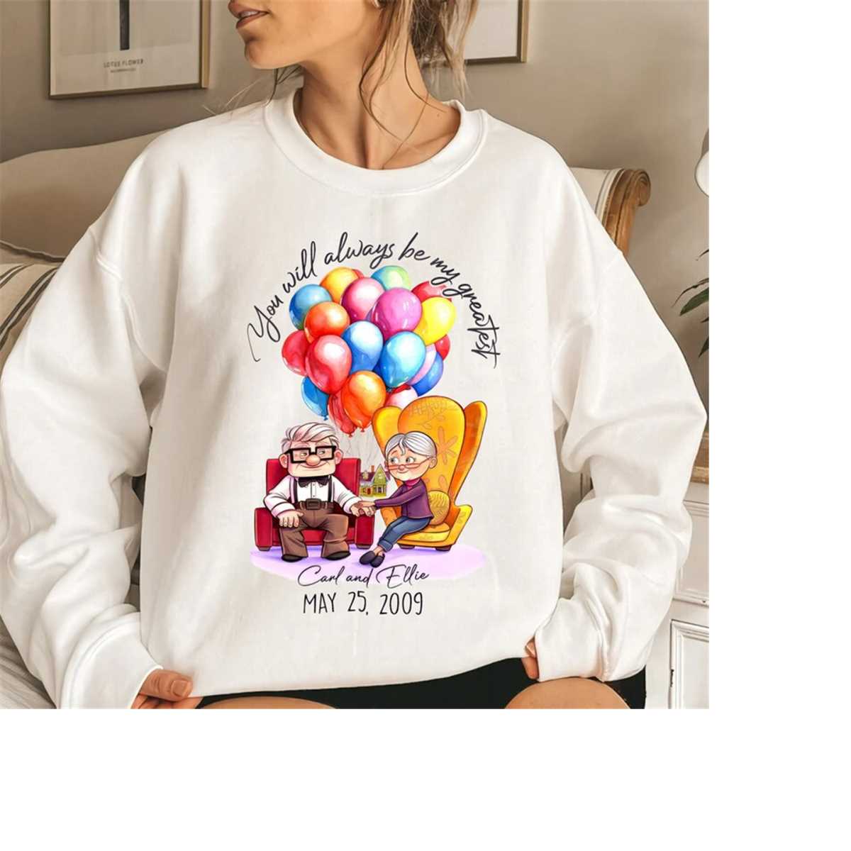 Disney Pixar Up Chairs Sweatshirt, Her Carl His Ellie Shirt, Inspire