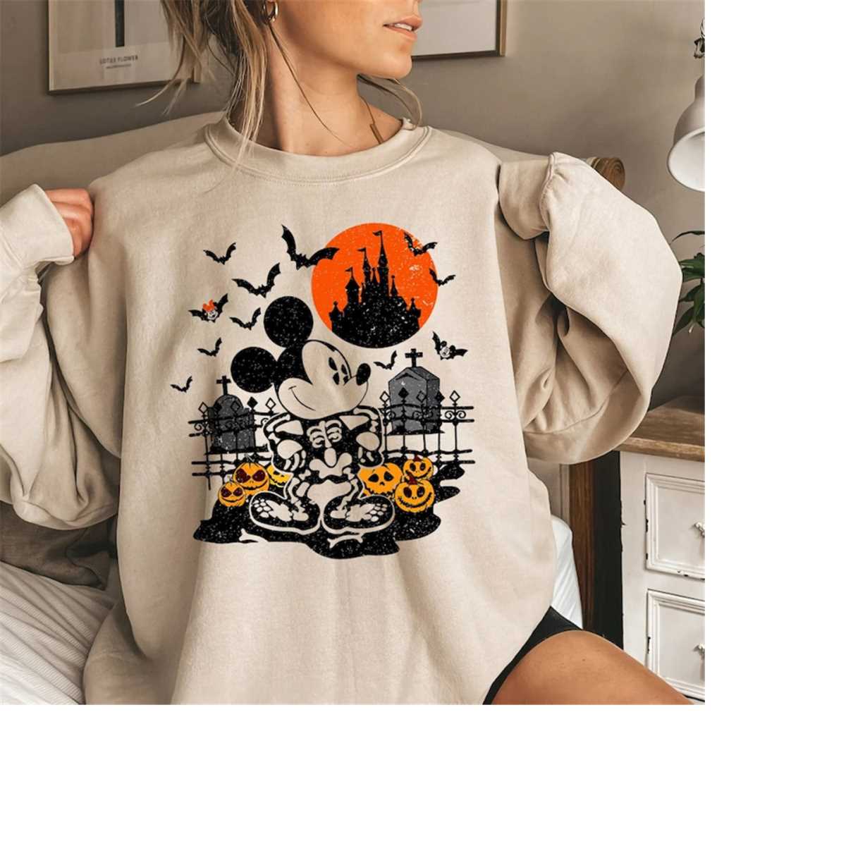 Long Sleeve Mickey Skeleton Shirt Vintage Mickey Mouse Halloween