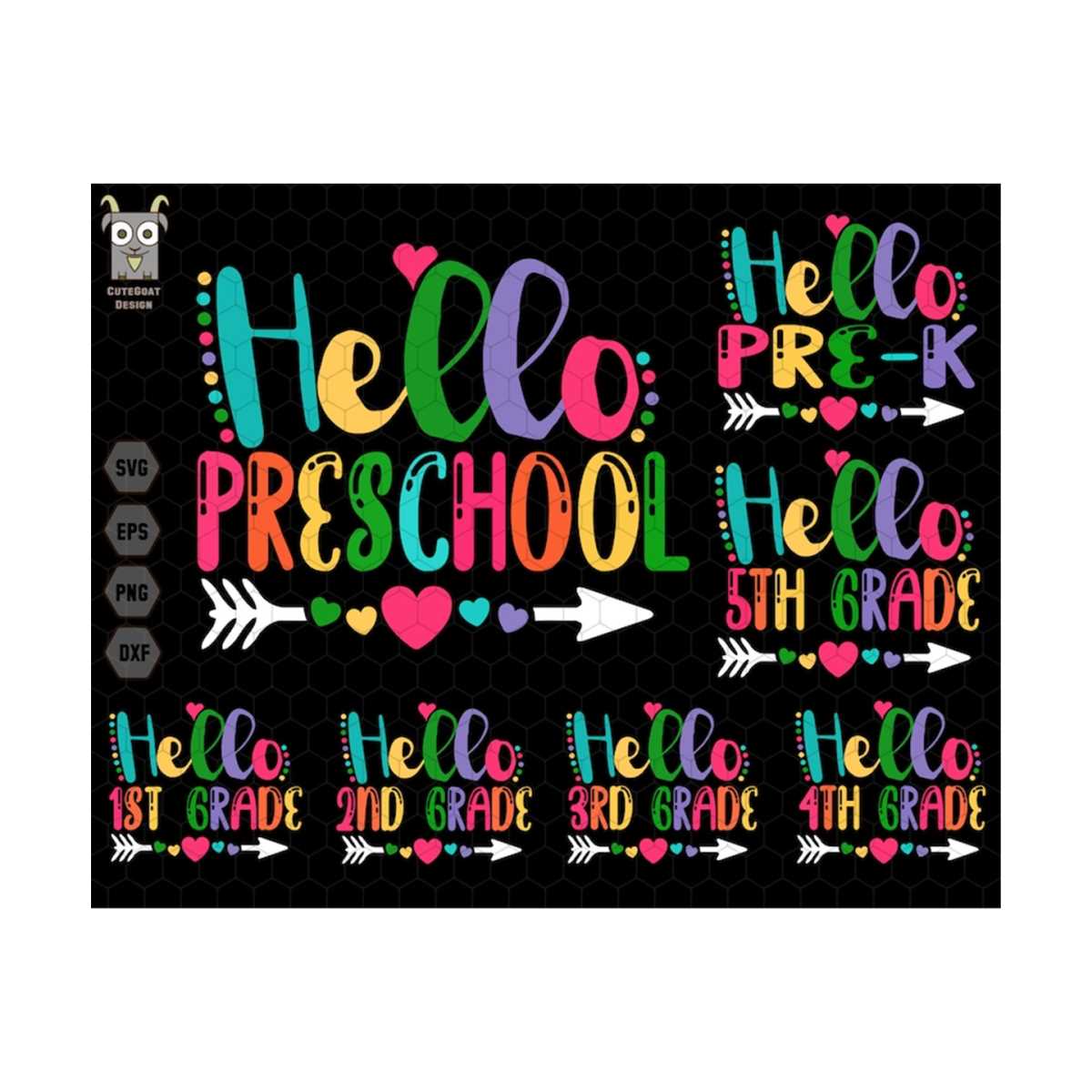 Hello Back To School Svg Bundle, Hello Kindergarten Svg, 1st | Inspire ...