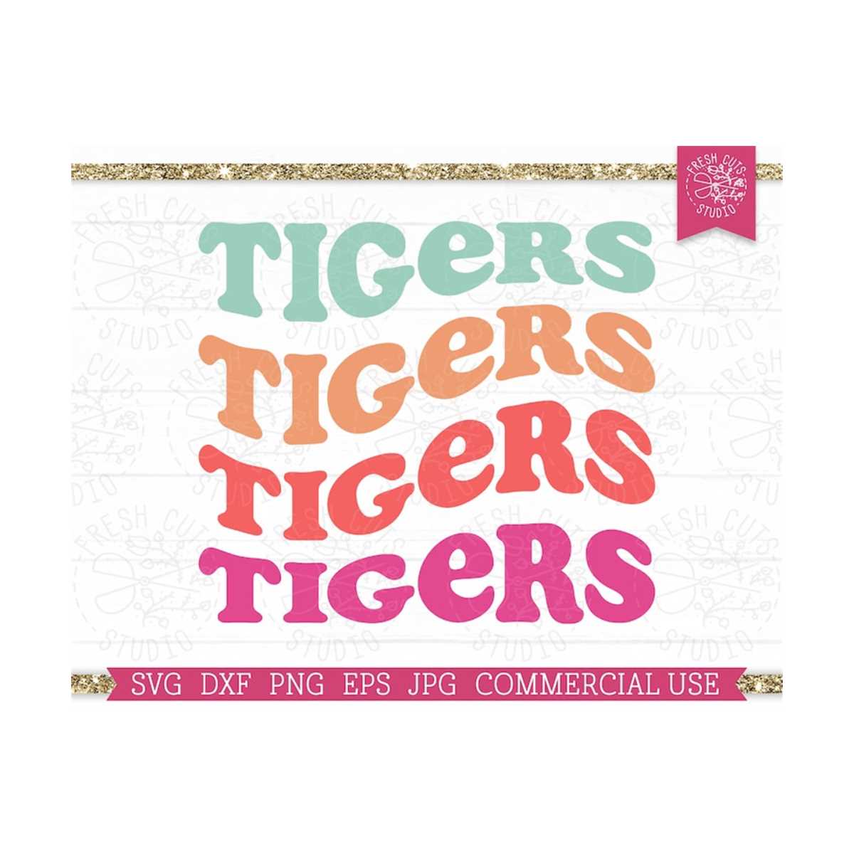 Tigers SVG Cut File for Cricut, Retro Wavy, Sport Mascot SVG | Inspire ...