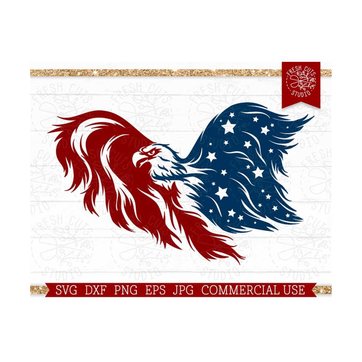Bald Eagle SVG American Flag Cut file for Cricut Silhouette, | Inspire ...