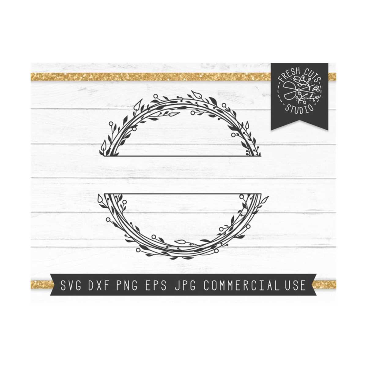 Laurel Monogram Frame Svg Split Frame Cut File Instant Downl Inspire