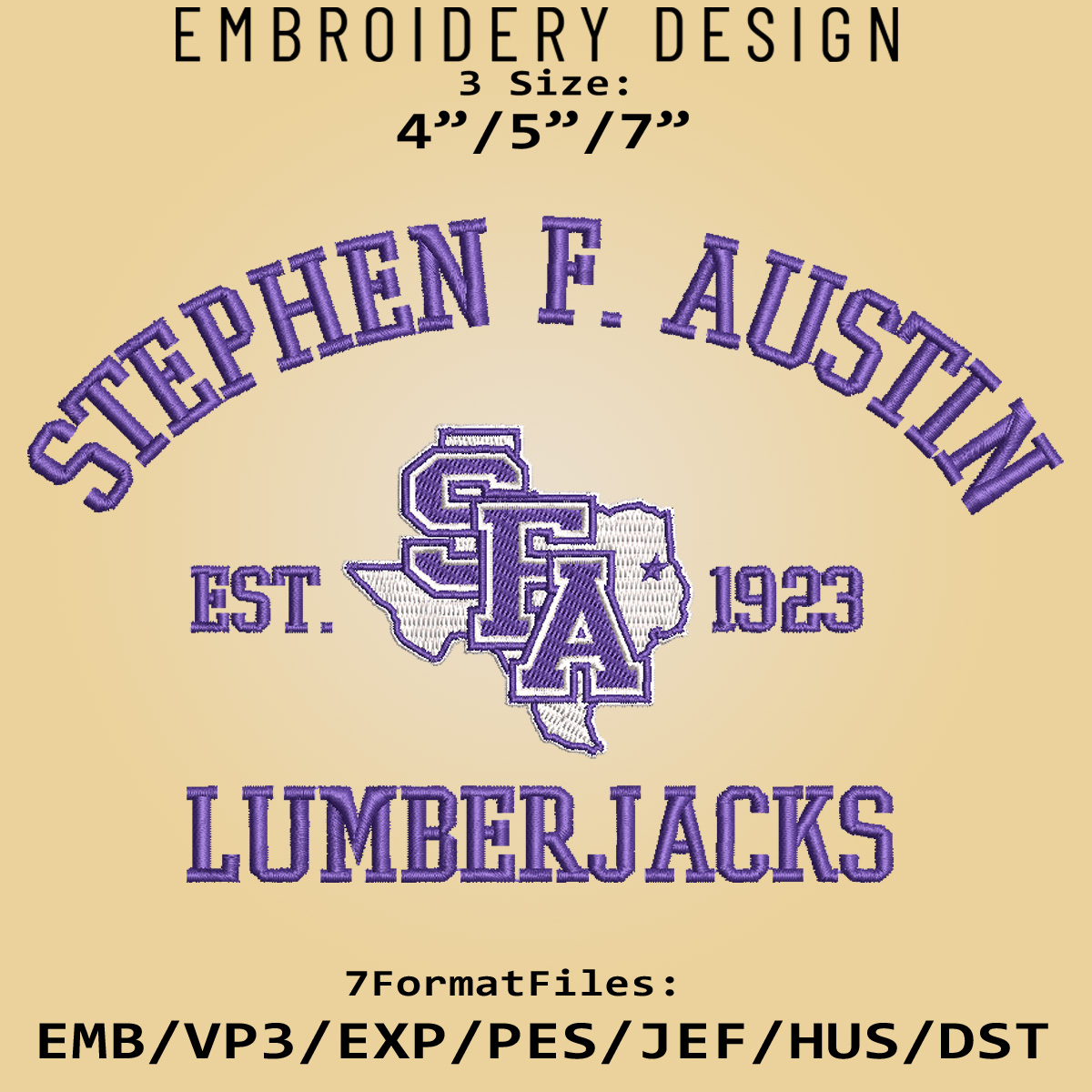 Stephen F. Austin Lumberjacks embroidery design, NCAA Logo E Inspire