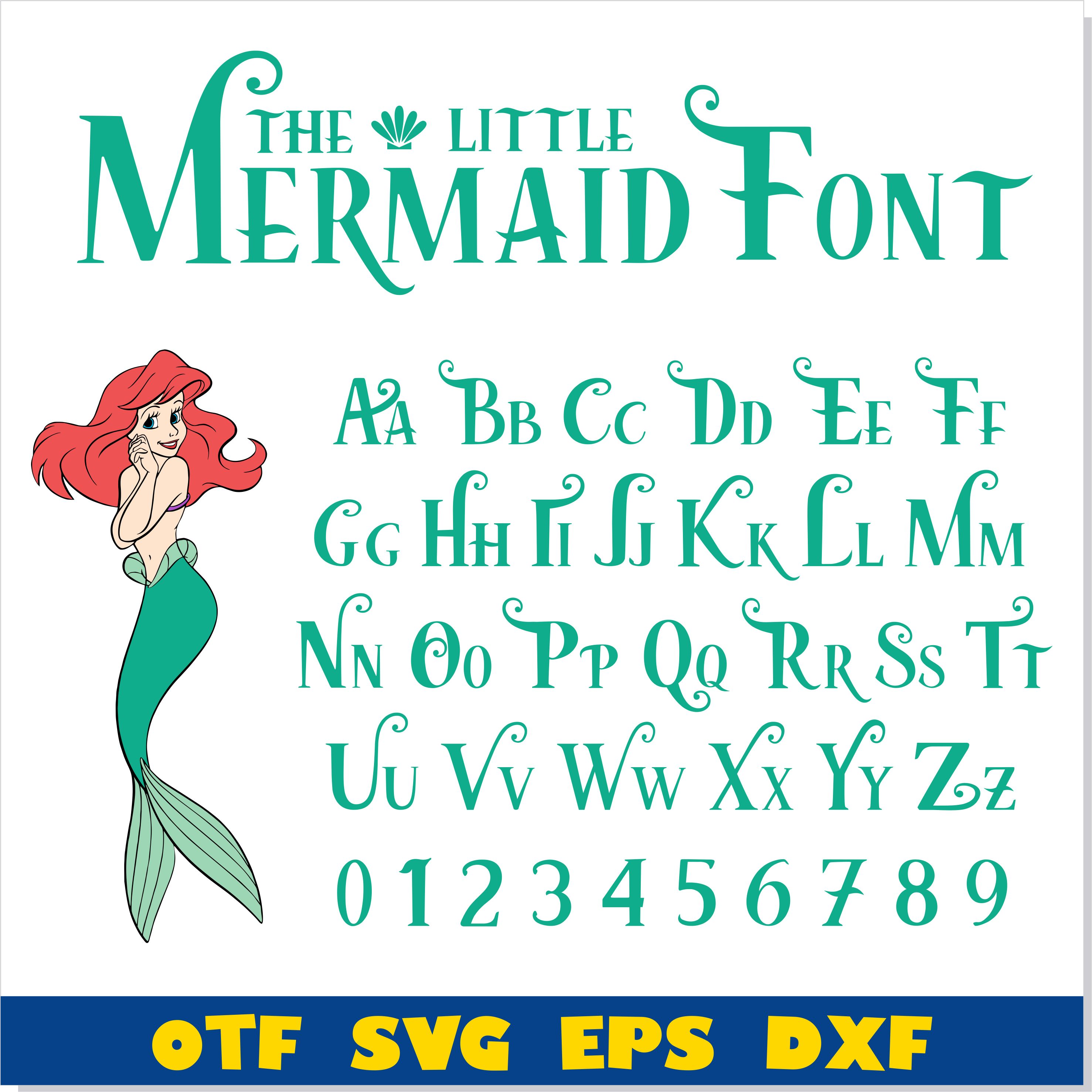 The Little Mermaid Font OTF, Little Mermaid Font SVG,Little Inspire