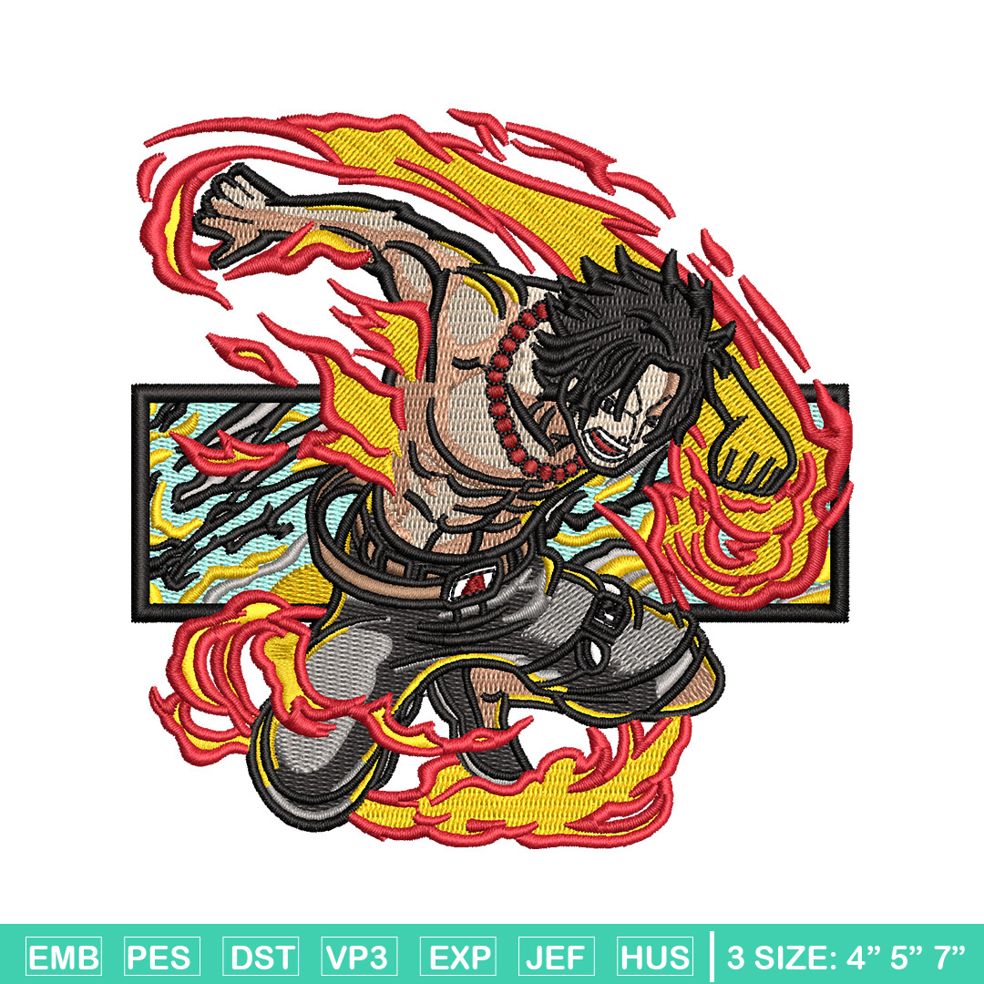 Ace flame embroidery design, One piece embroidery, Anime des | Inspire ...
