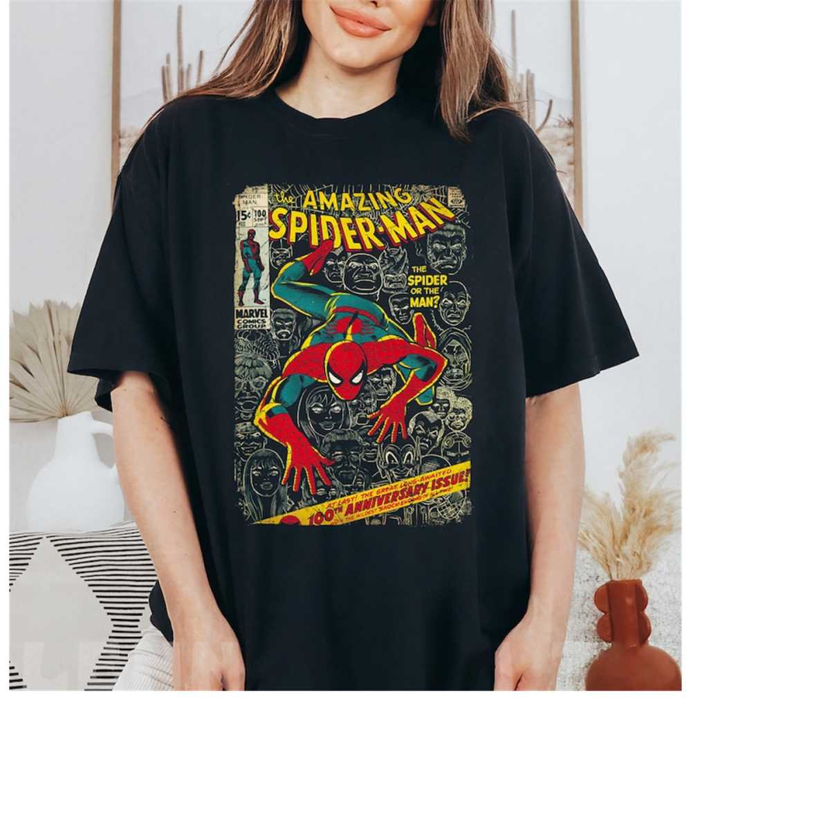 Maglietta Uomo Marvel Spiderman - Comic Style - Classica E Originale