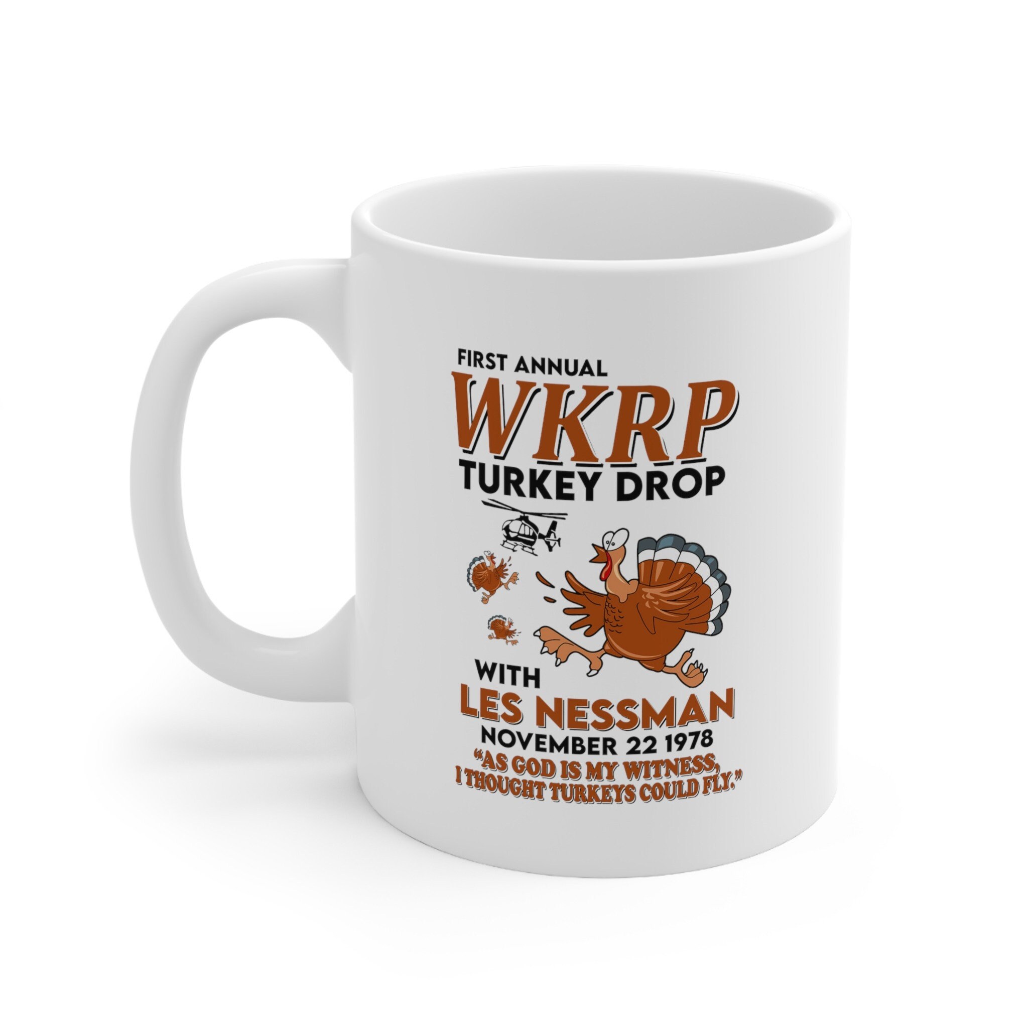WKRP Turkey Drop with Les Nessman Funny Coffee Mug , Funny G Inspire