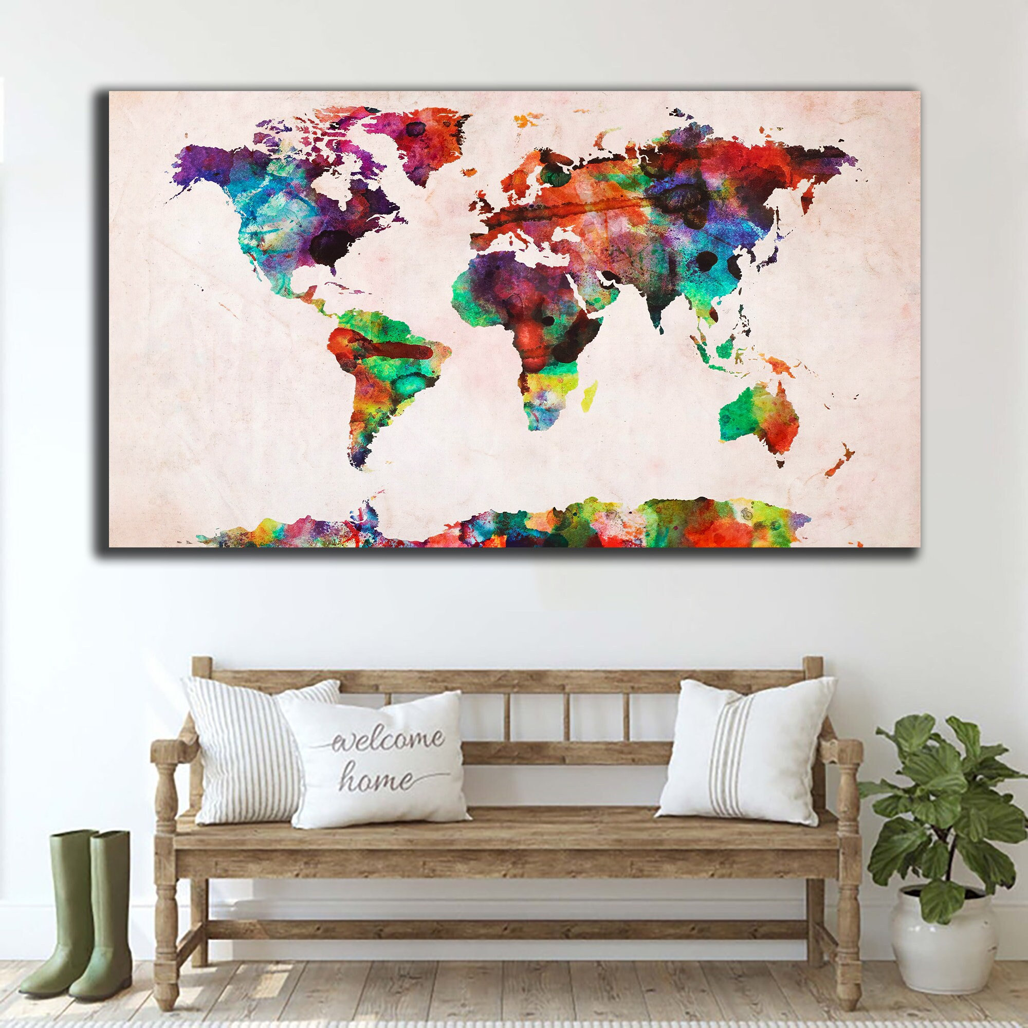 World Map Print Vintage World Art Antique Style Map Old W Inspire