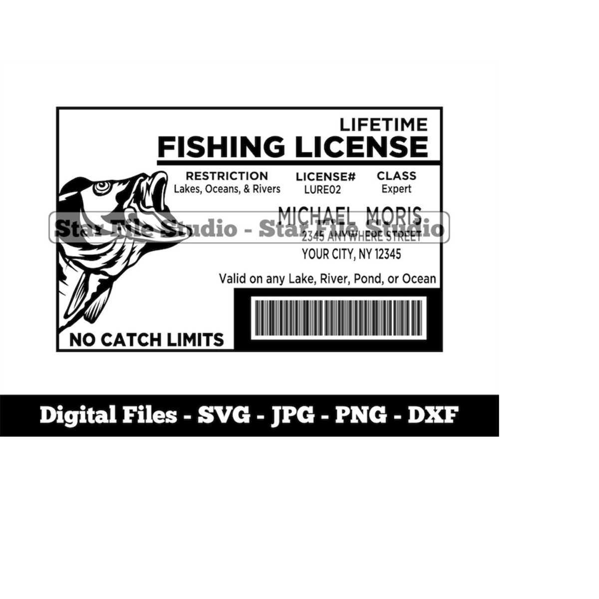 Fishing License Template Svg, Fishermans License Svg, Fishin Inspire