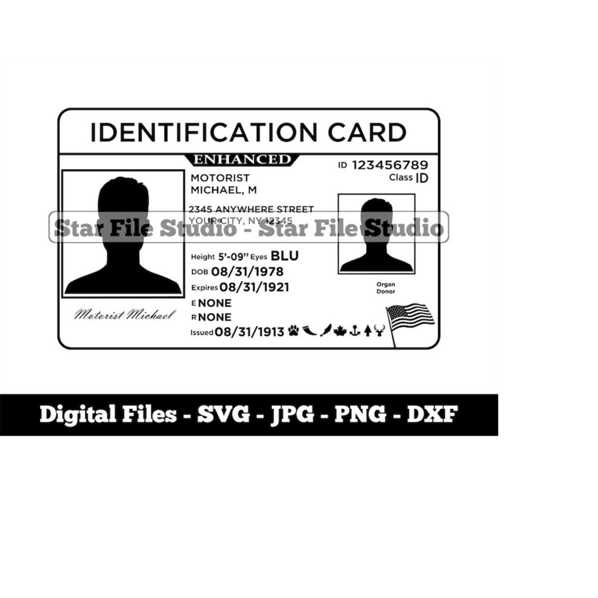 Enhanced ID Template Svg, Lifetime Sporting License Svg, Dri Inspire