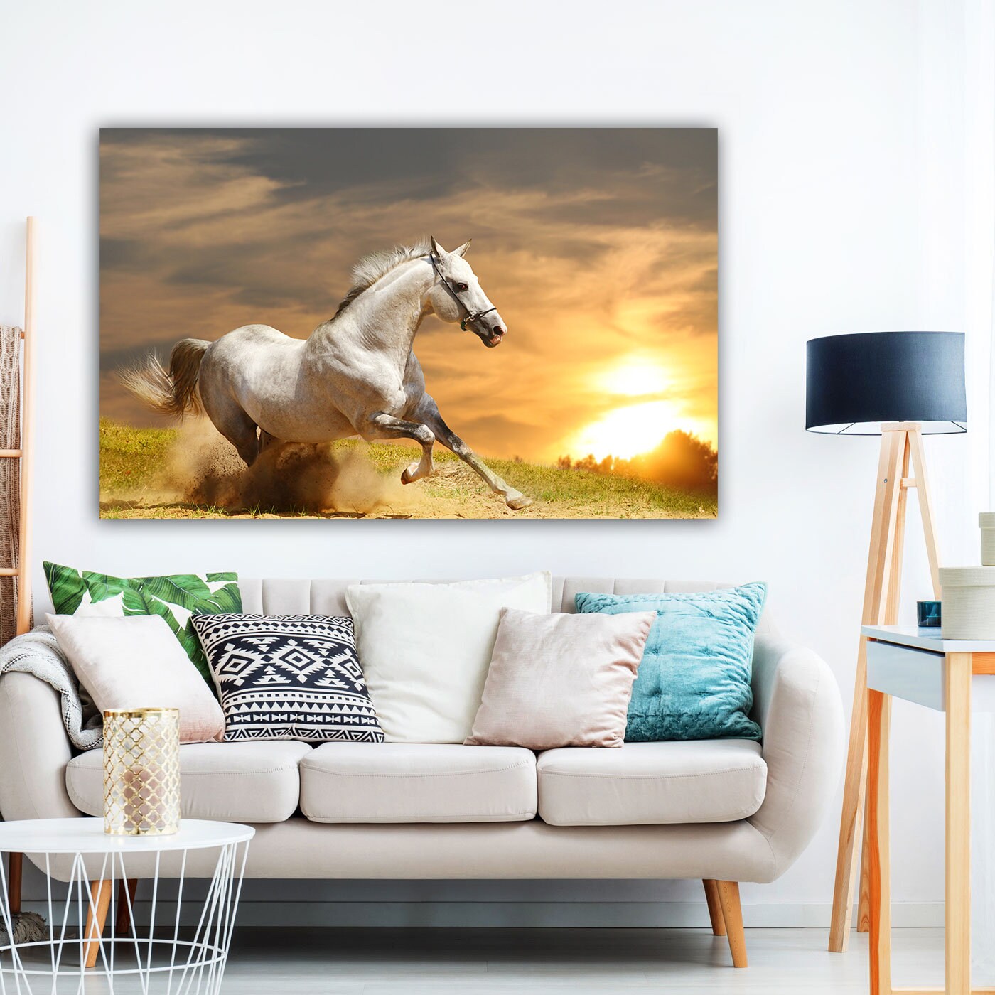 White Horses Canvas Painting, Horse Wall Decor, White Horse | Inspire ...