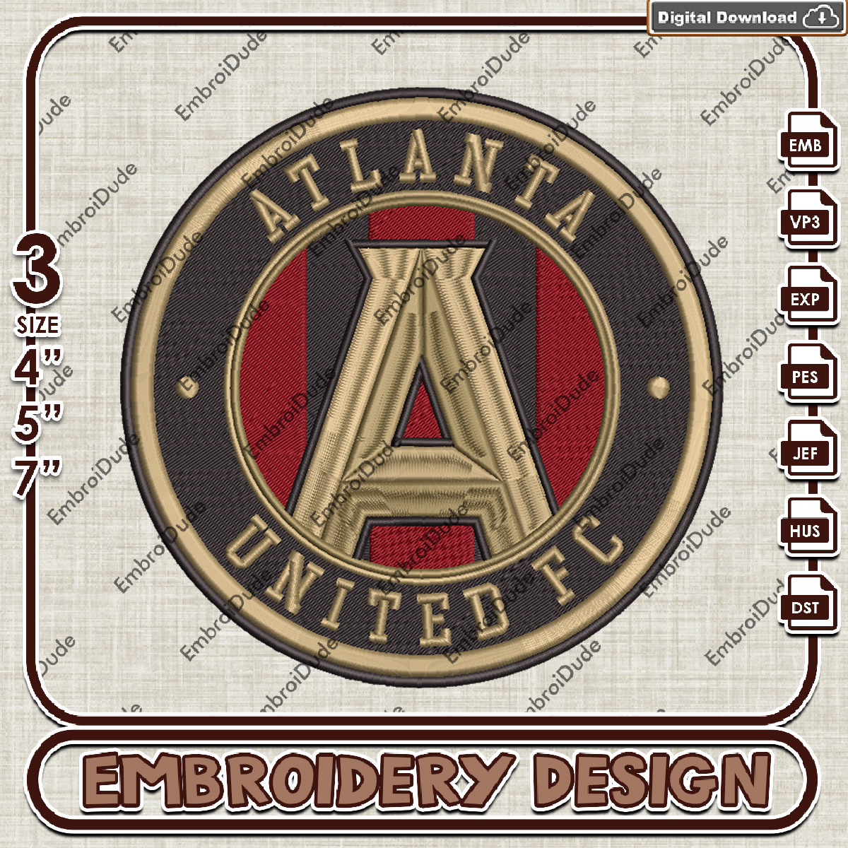 Atlanta United FC embroidery design, MLS Logo Embroidery Fil Inspire