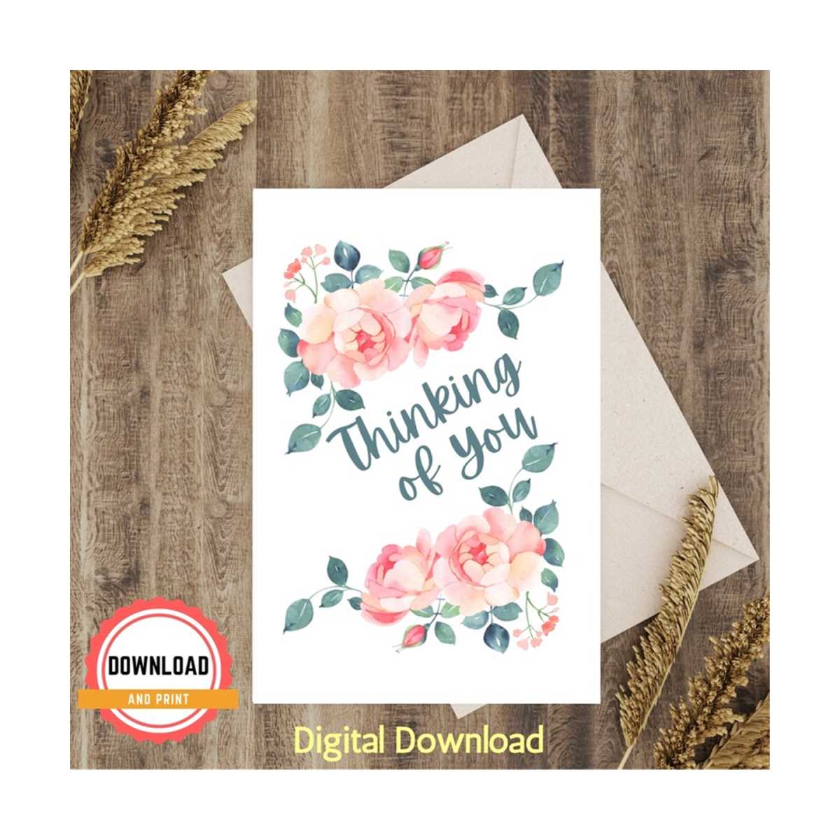 Printable Floral Card, Instant Download, Thinking of You Car | Inspire ...