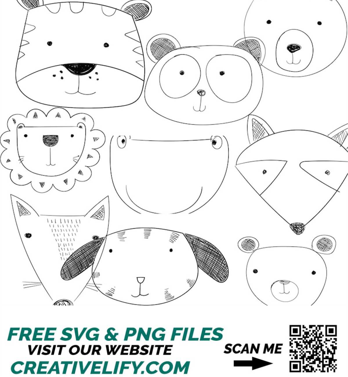 13 animals outline cut files and clip art,Cute Animal Clipar - Inspire ...