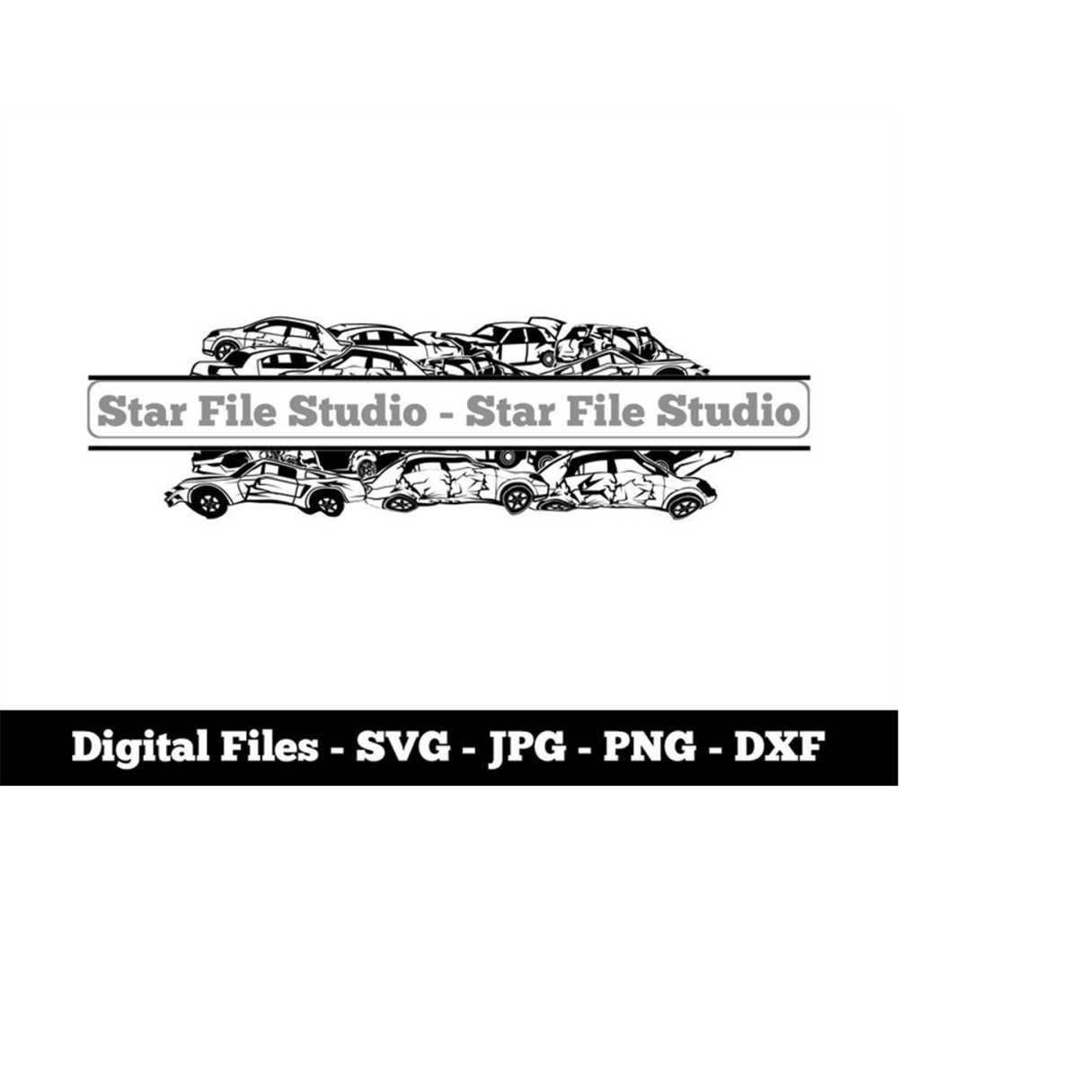 Car Junkyard Split Monogram 2 Svg, Scrap Yard Svg, Junk Yard Inspire