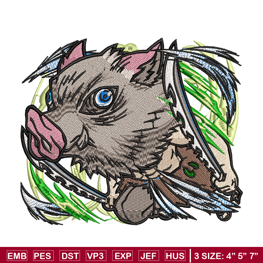 Inosuke embroidery design, Kimetsu no Yaiba embroidery, embr | Inspire ...