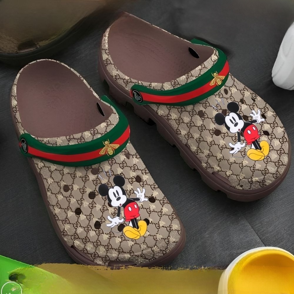 Funny Mickey Mouse Gucci Crocs, Luxury Gucci Crocs Clog Shoe Inspire