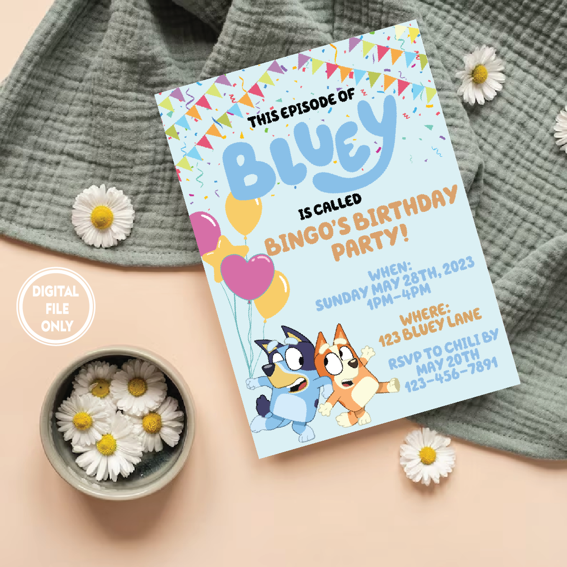 Personalized File Bluey Birthday Invitation Invite Bluey and | Inspire ...