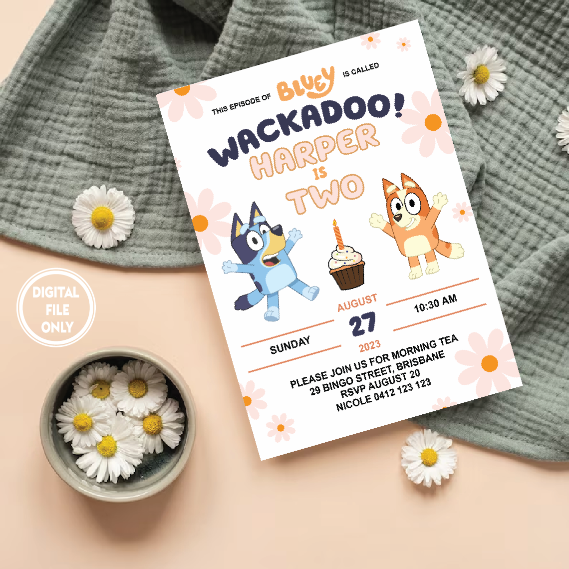 Personalized File Bluey Birthday Party Invitation Bluey & Inspire Uplift