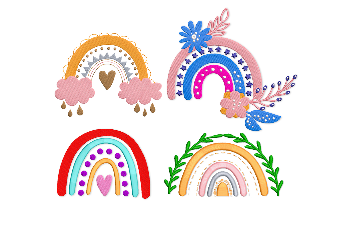 boho rainbow embroidery design - Inspire Uplift