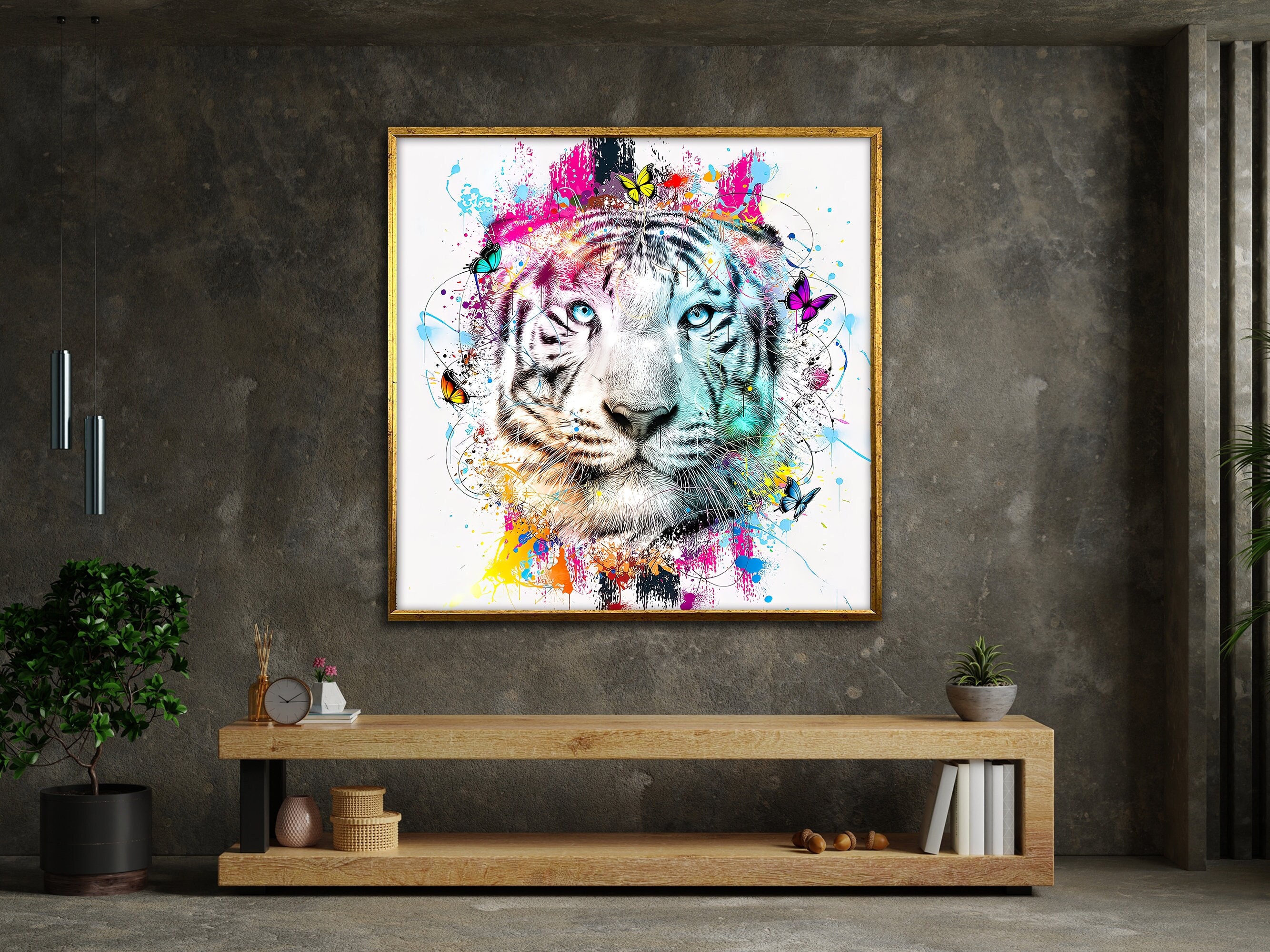 thumbnail image 2 of Artley Prints Majestical Tiger Colourful Canvas Art – Framed, Ready To Hang – Multicolour – UK Made 2 of 3