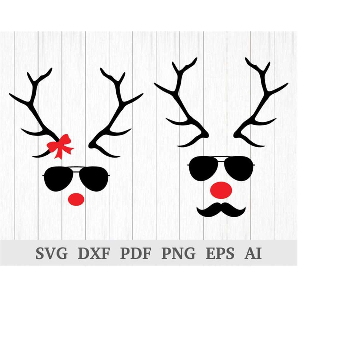 Deer SVG, Reindeer SVG, reindeer with glasses, Christmas SVG - Inspire ...