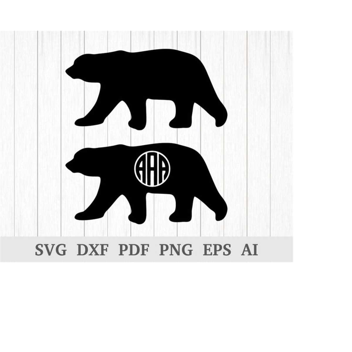 Bear Monogram SVG, Bear Silhouette SVG, Grizzly Bear svg, sv - Inspire ...