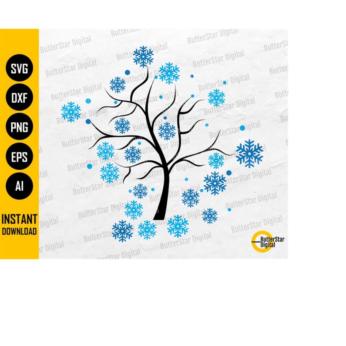 Snowflakes Tree SVG | Snow Leaves SVG | Winter Decals Decora - Inspire