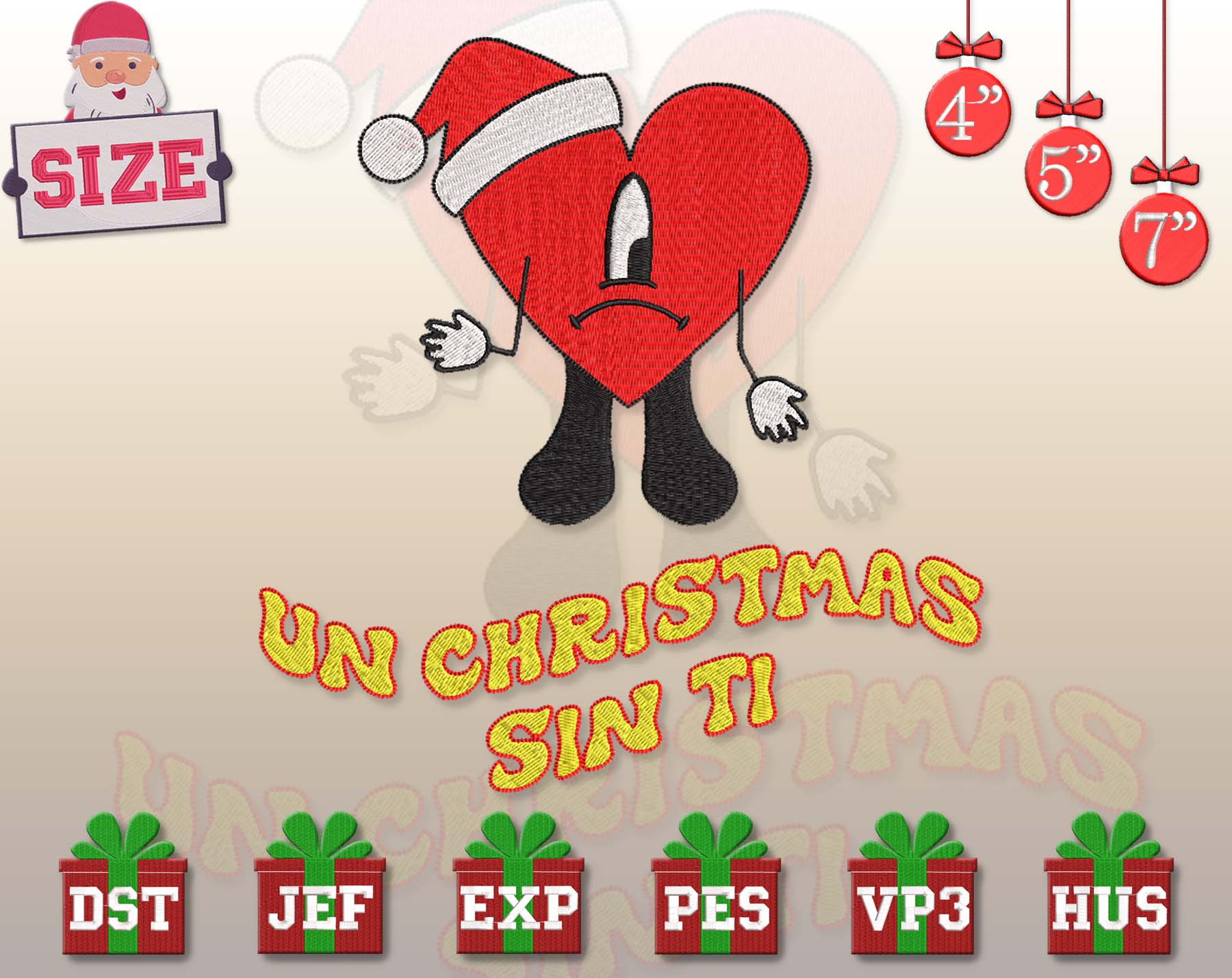 Un Christmas Sin Ti Embroidery, Bad Bunny Embroidery Designs Inspire