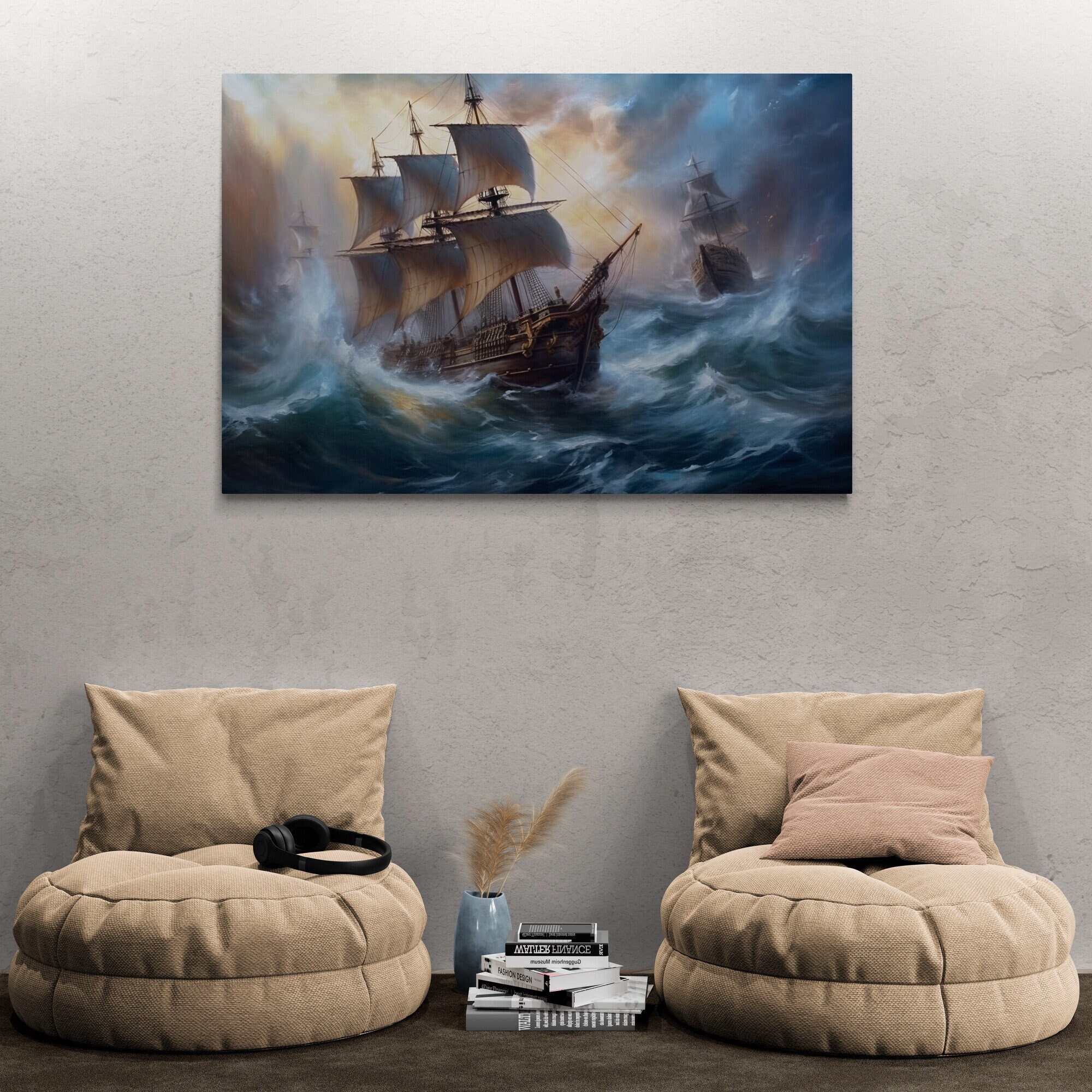 Ship Wall Art, Pirate Ship Framed Canvas, Sailing Ships Wall Inspire