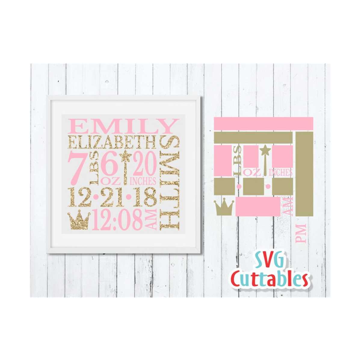 Baby Birth Announcement SVG - DXF - EPS - Baby Stats - Metri | Inspire ...