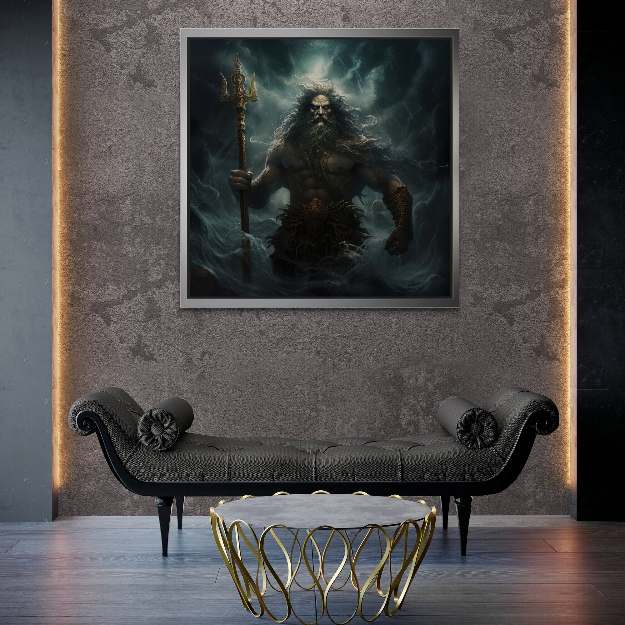 Poseidon Framed Canvas, Greek God Wall Art, Greek Mythology Inspire
