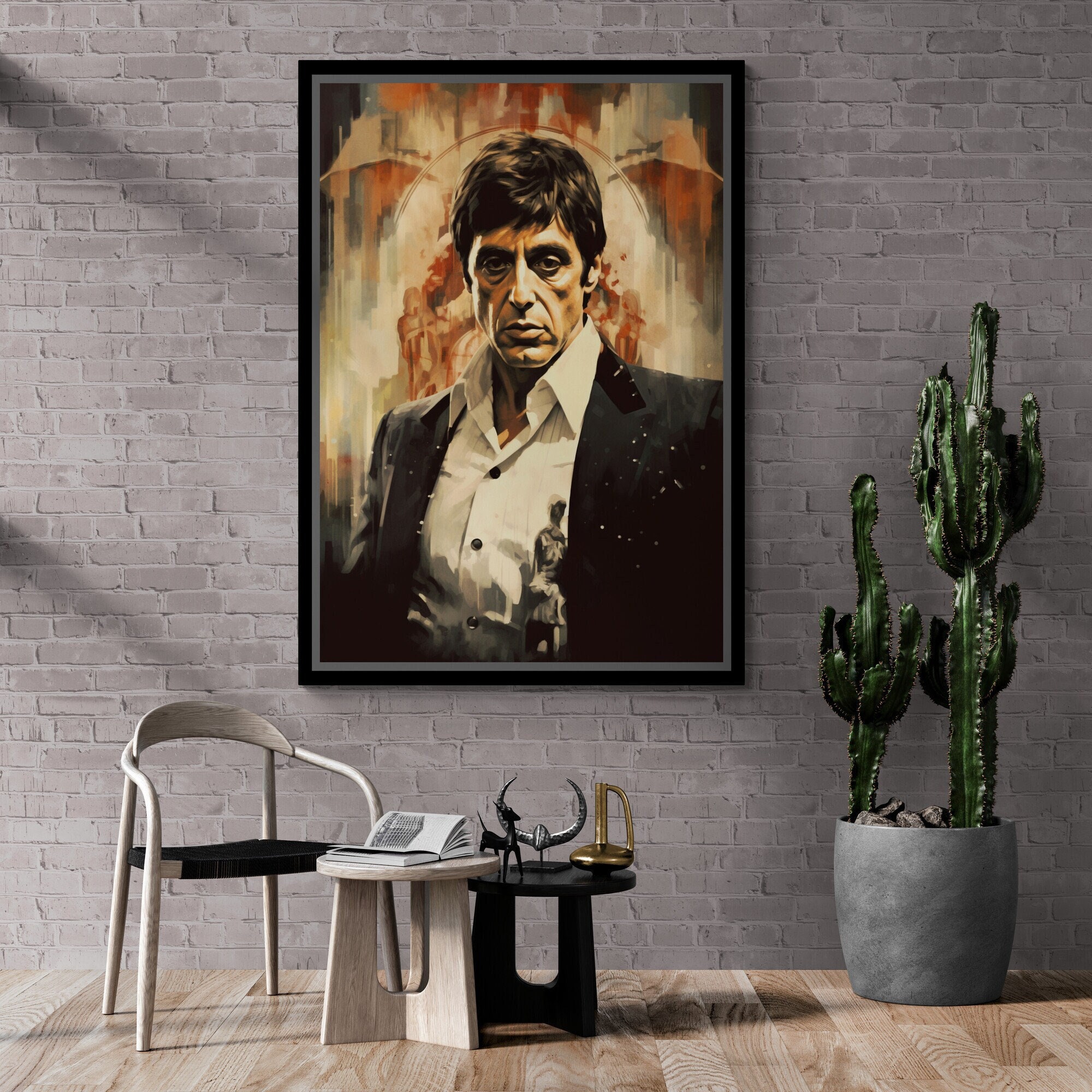 Scarface Framed Canvas, Tony Montana Wall Art, Oil Painting | Inspire ...