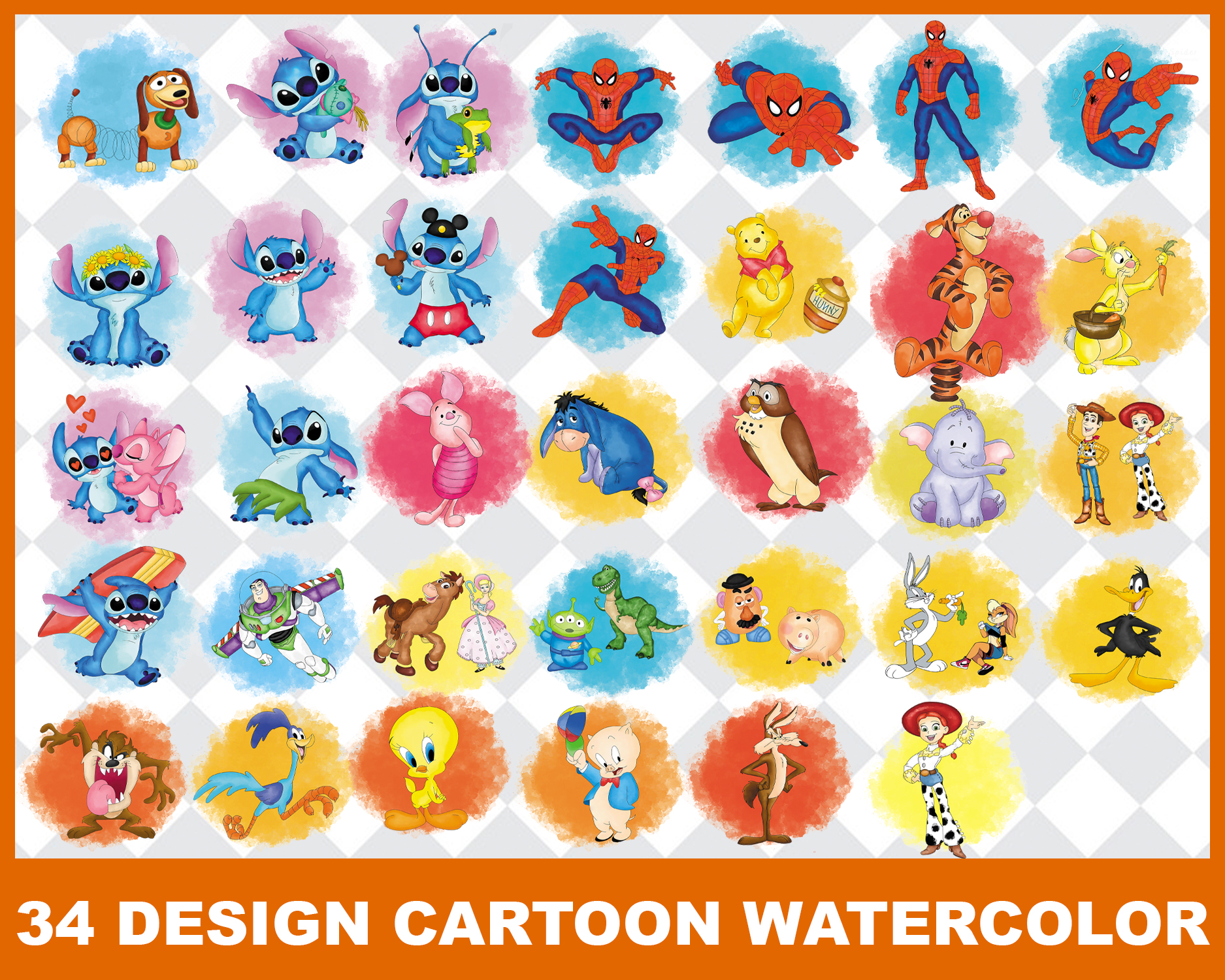 34 Designs Cartoon Watercolor Png,Mega Bundle Spiderman Png, | Inspire ...