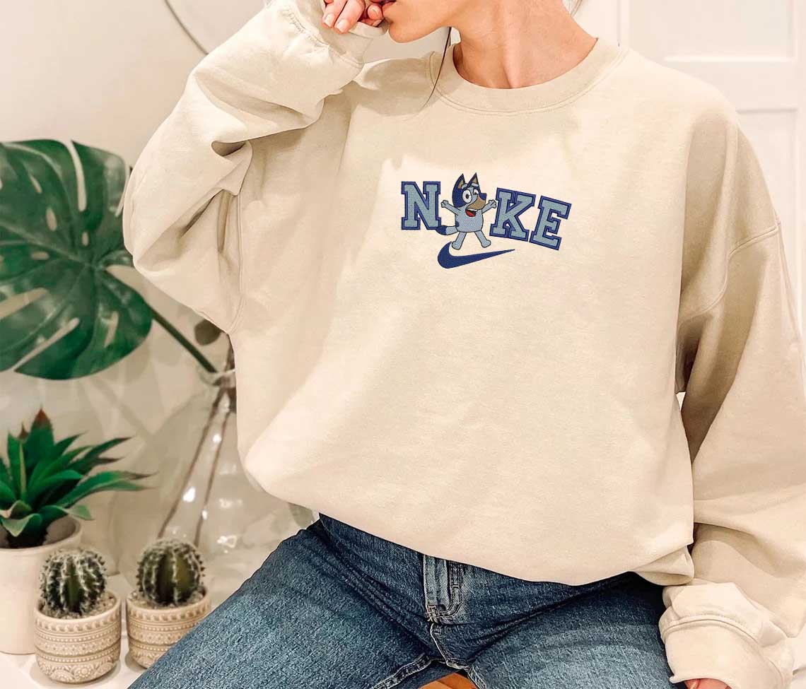 NIKE x Bluey Dog Embroidered Sweatshirt, Inspired Brand Embr
