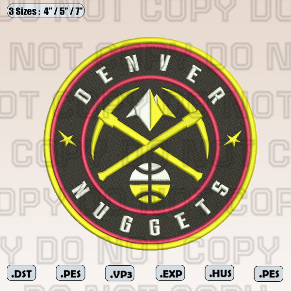 Denver nuggets Embroidery Design, NBA Embroidery Designs, Di Inspire