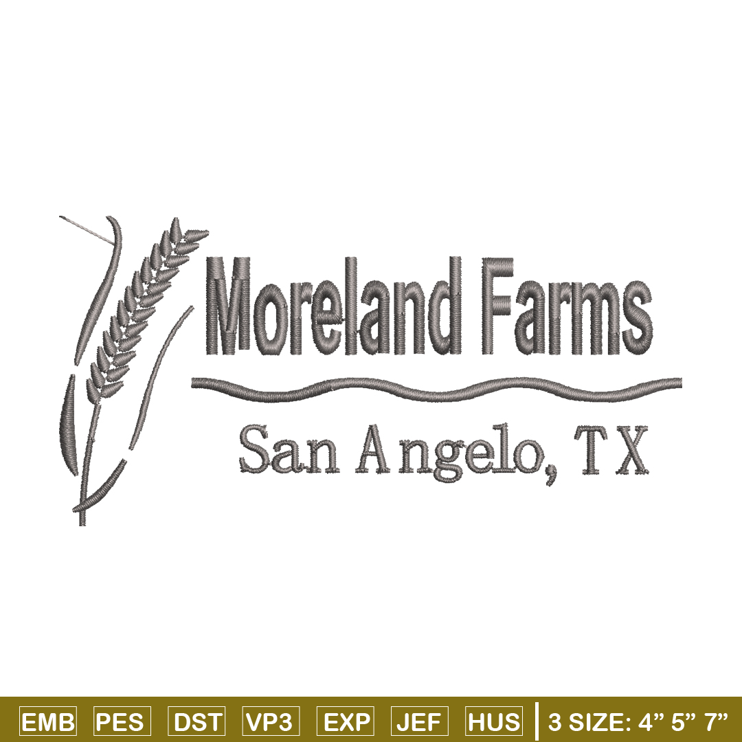 Moreland Farms logo embroidery design, Moreland embroidery, Inspire