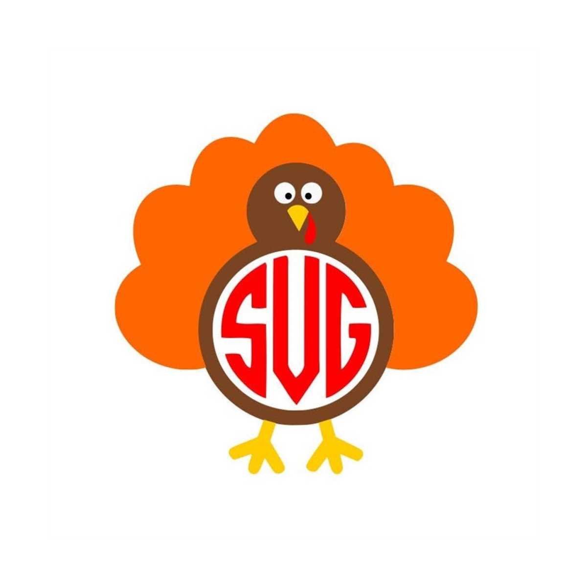 Turkey SVG, Cute Turkey Monogram Frame SVG, Thanksgiving SVG - Inspire