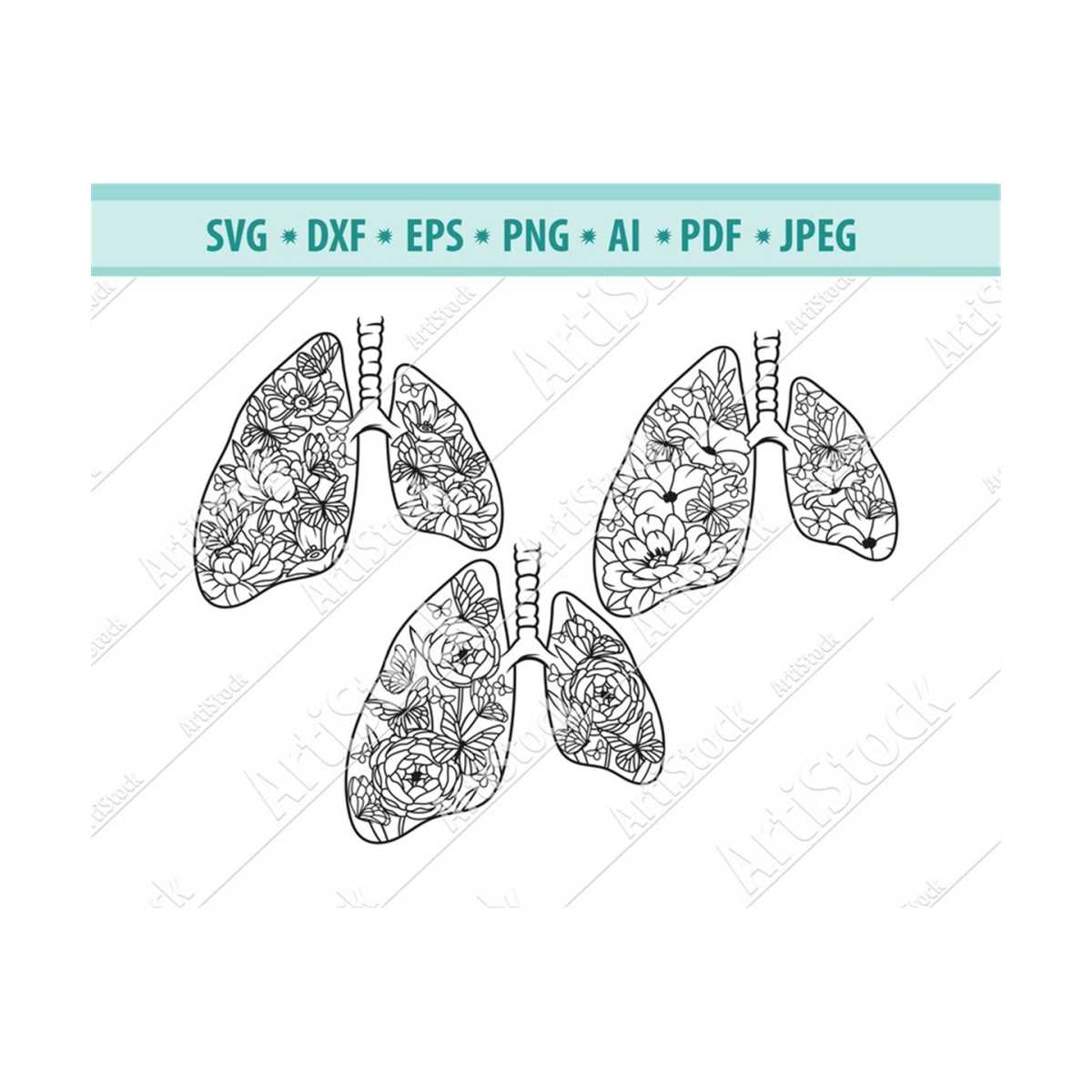 Human lungs with butterflies Svg, Anatomical Svg, Lung with Inspire