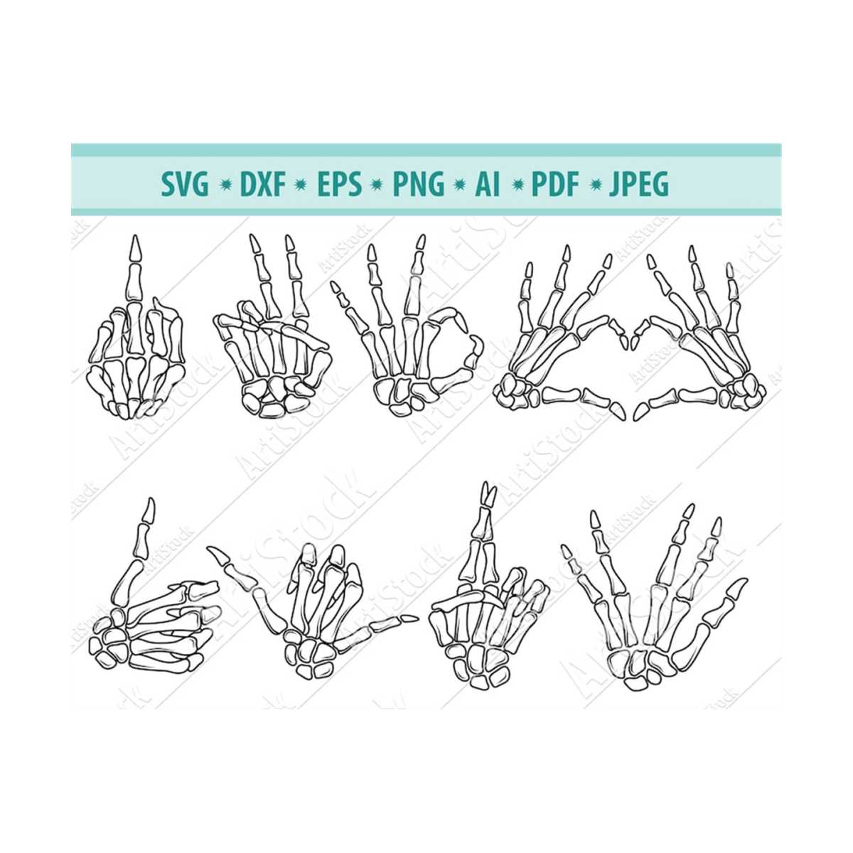 Skeleton hands Svg, Skeleton hand gestures Svg, Human bones - Inspire