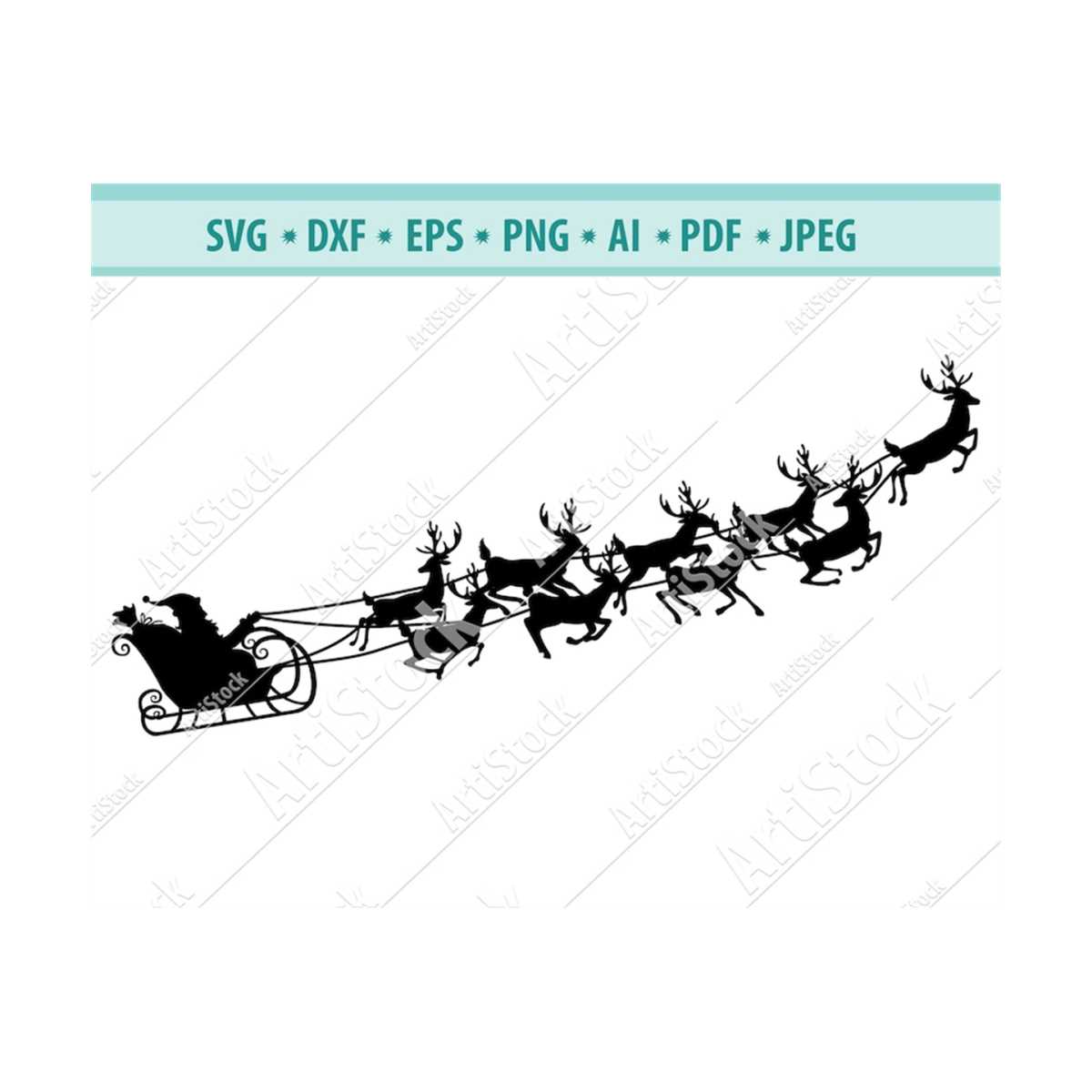 Christmas SVG, Santa sleigh SVG, Christmas reindeer svg file | Inspire ...